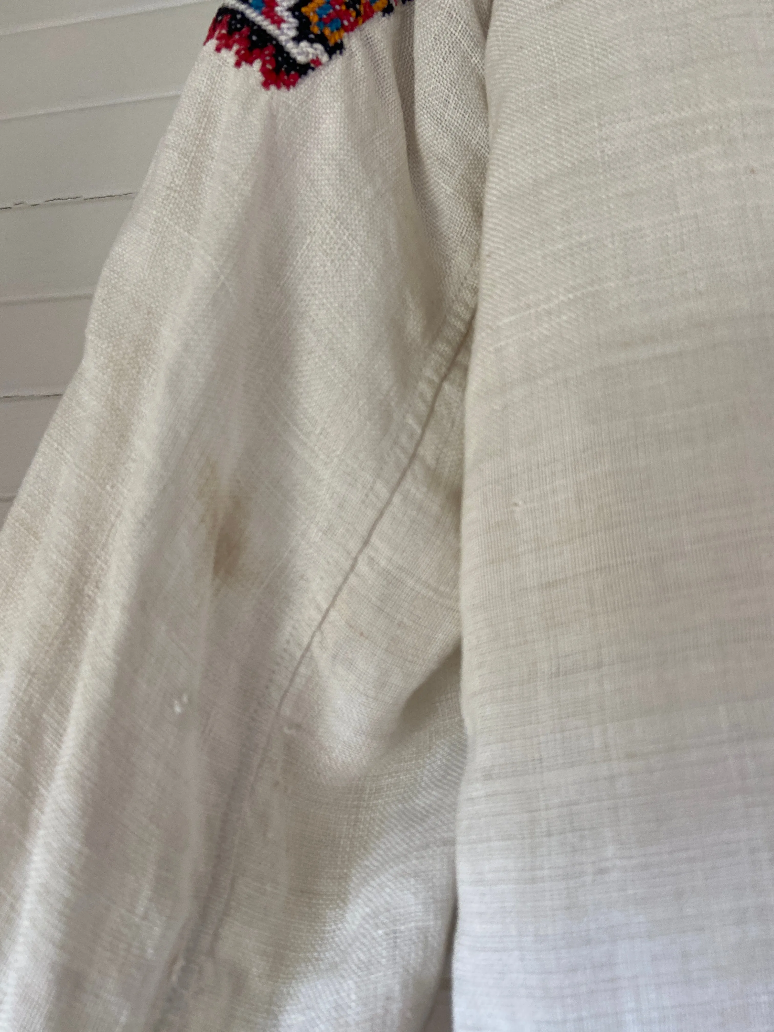 1930s Cross Stitch Linen Peasant Blouse