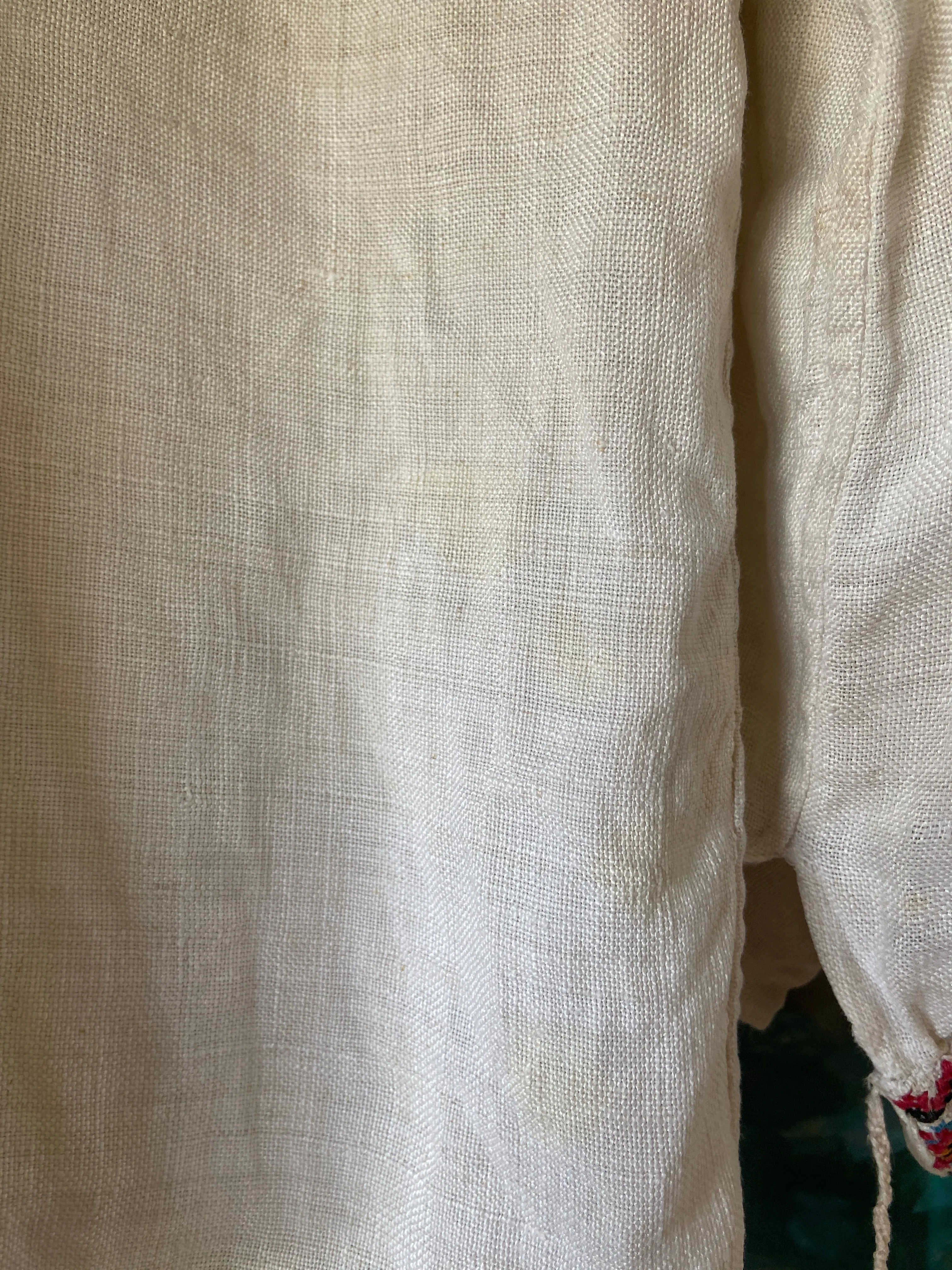 1930s Cross Stitch Linen Peasant Blouse
