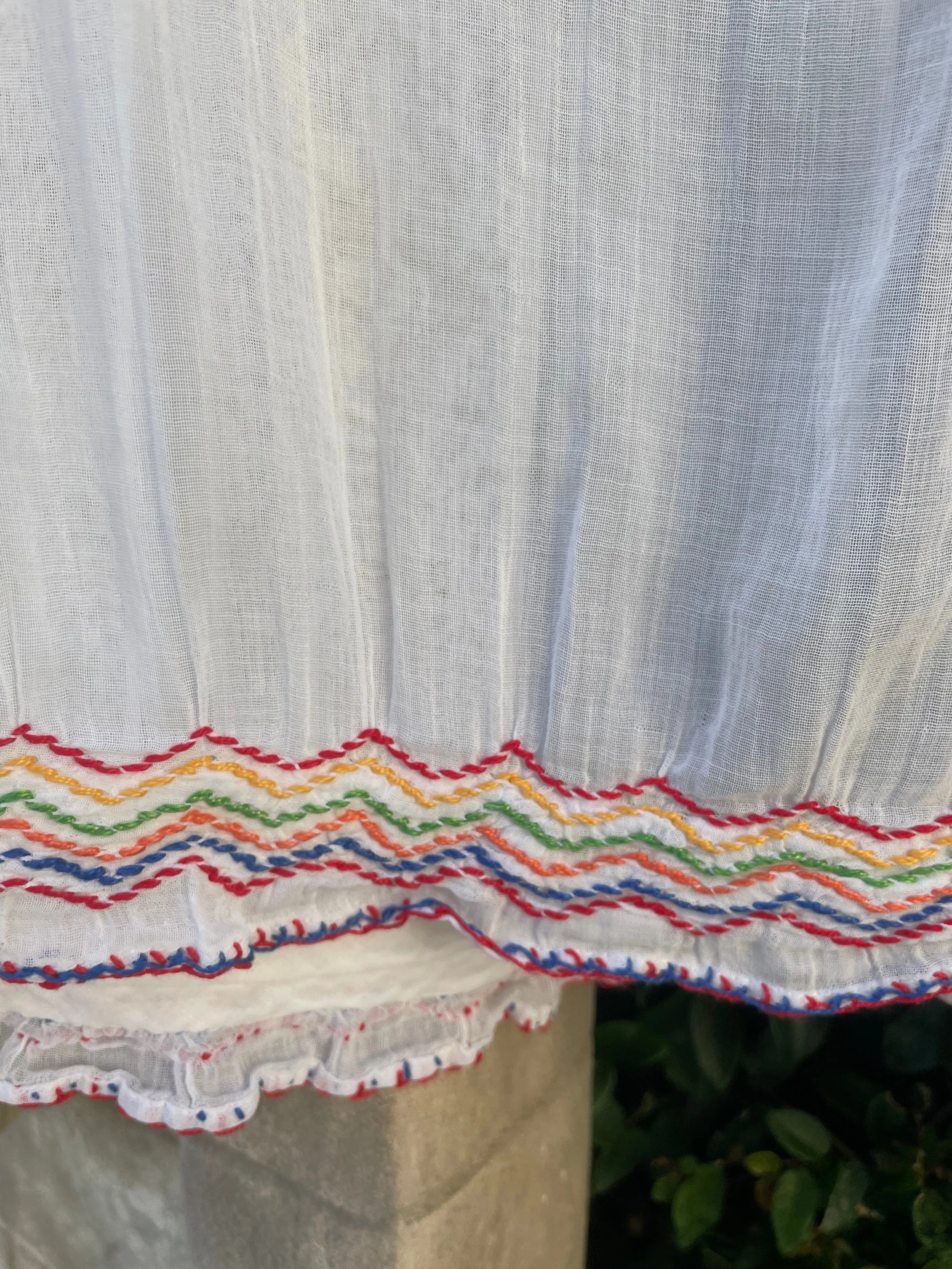 1930s Hand Embroidered Yugoslavian Fine Cotton Peasant Blouse