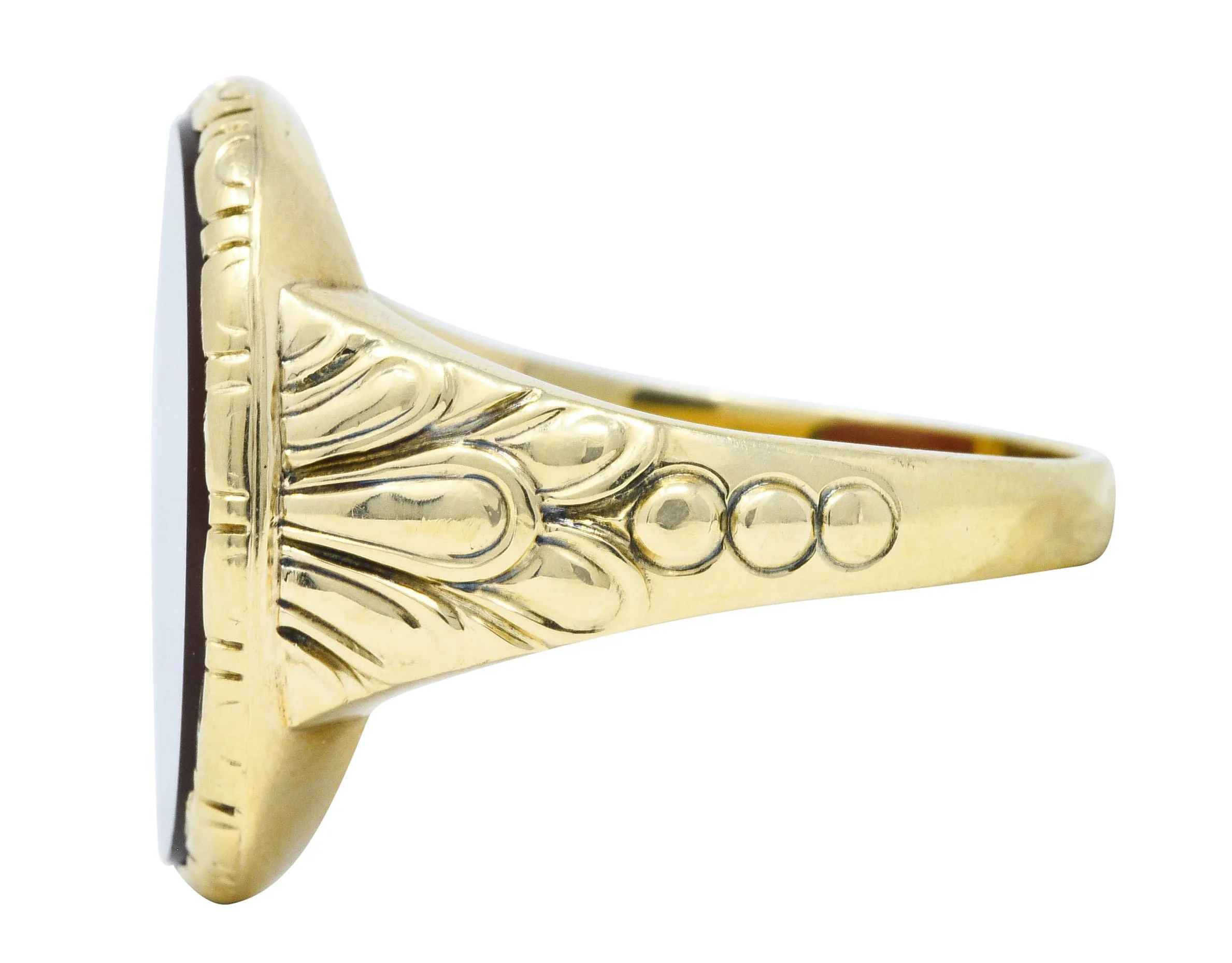 1946 Retro Sard Carnelian 14 Karat Gold Unisex Signet Ring