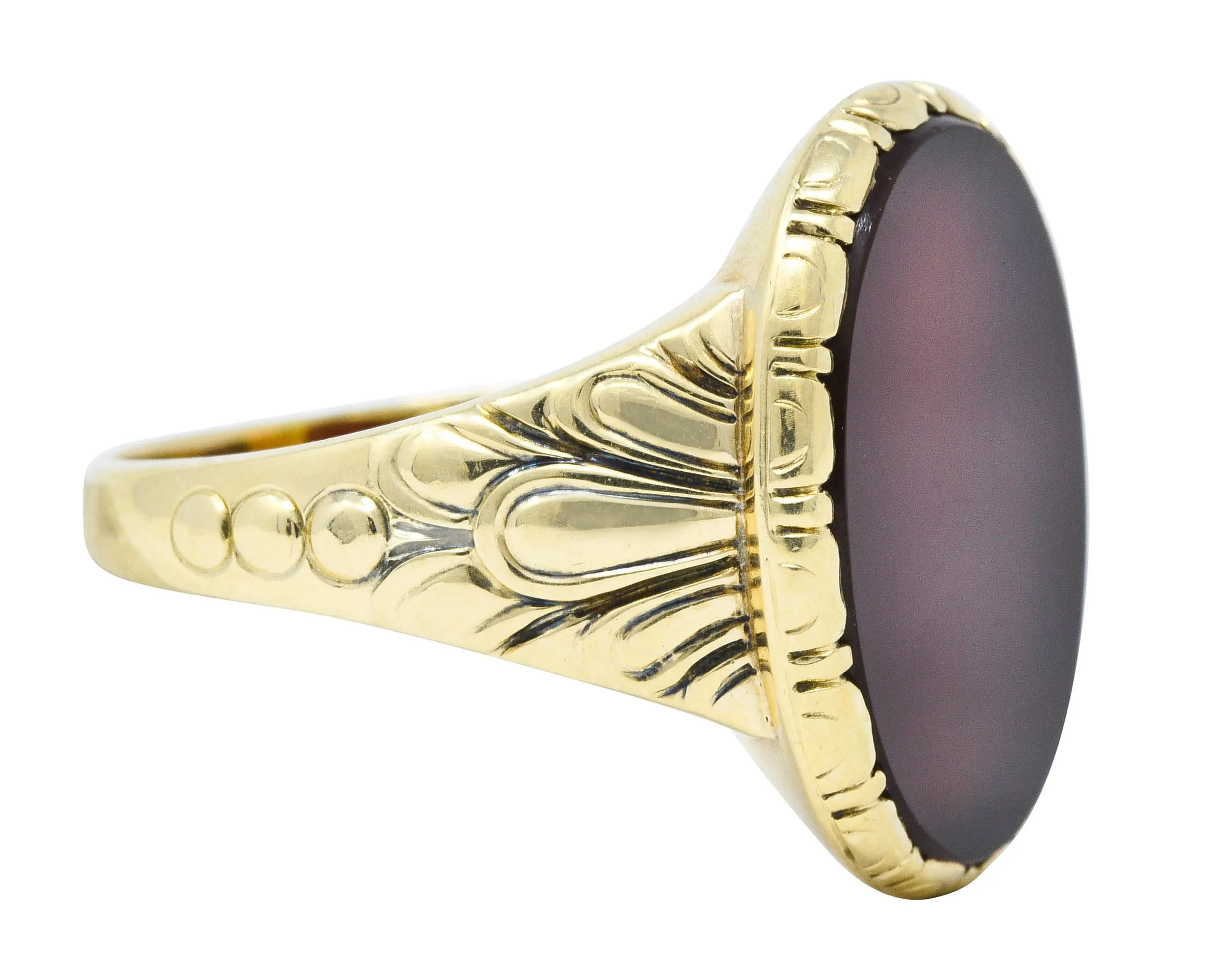 1946 Retro Sard Carnelian 14 Karat Gold Unisex Signet Ring