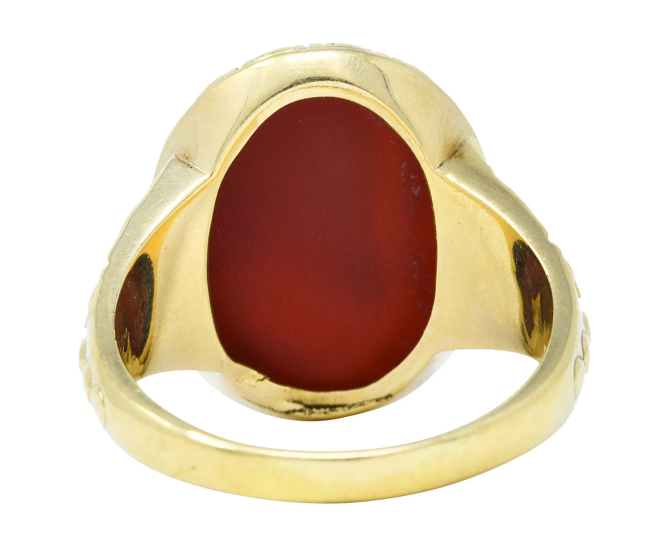 1946 Retro Sard Carnelian 14 Karat Gold Unisex Signet Ring
