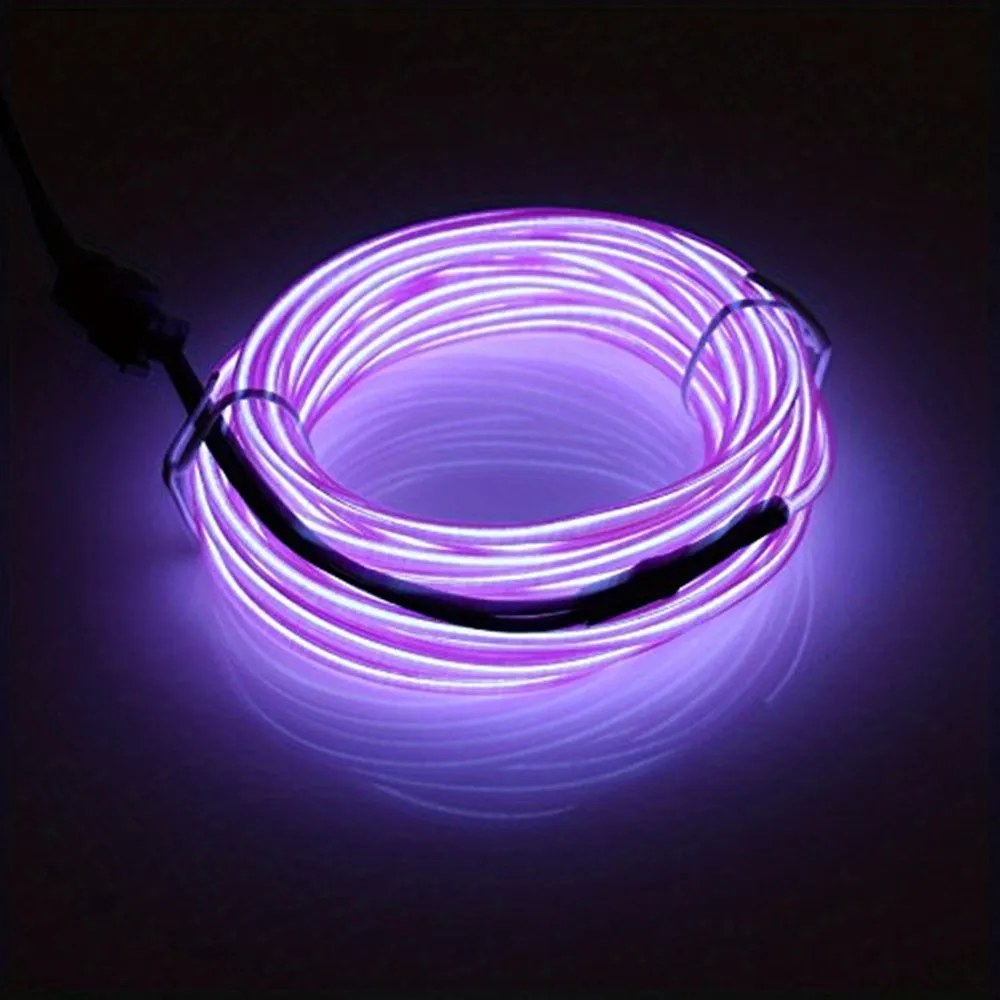 1set 196.85inch/16.4ft Bright Neon Light Strip, EL Wire Battery Pack, 360° Illumination Neon Tube Rope Lights, For DIY, Festival, Halloween, Chrismas, Party Decoration