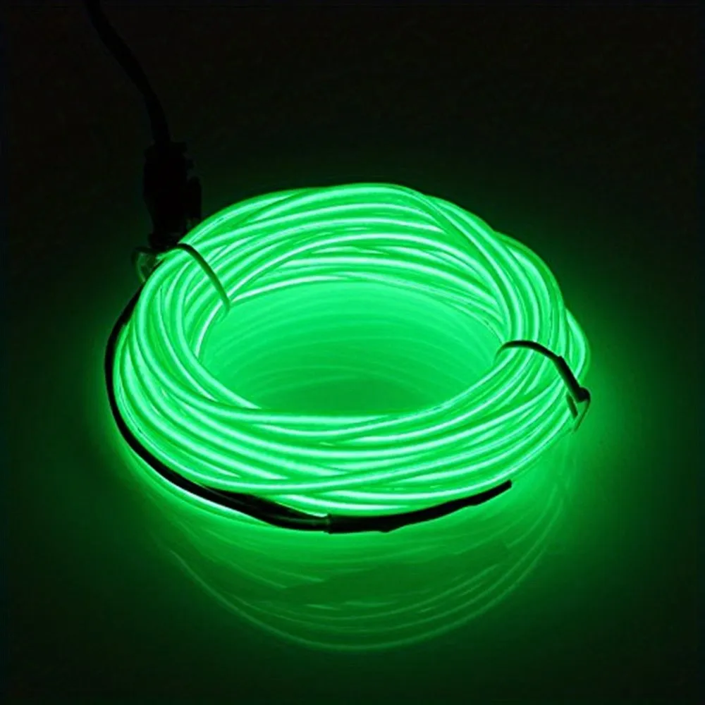 1set 196.85inch/16.4ft Bright Neon Light Strip, EL Wire Battery Pack, 360° Illumination Neon Tube Rope Lights, For DIY, Festival, Halloween, Chrismas, Party Decoration
