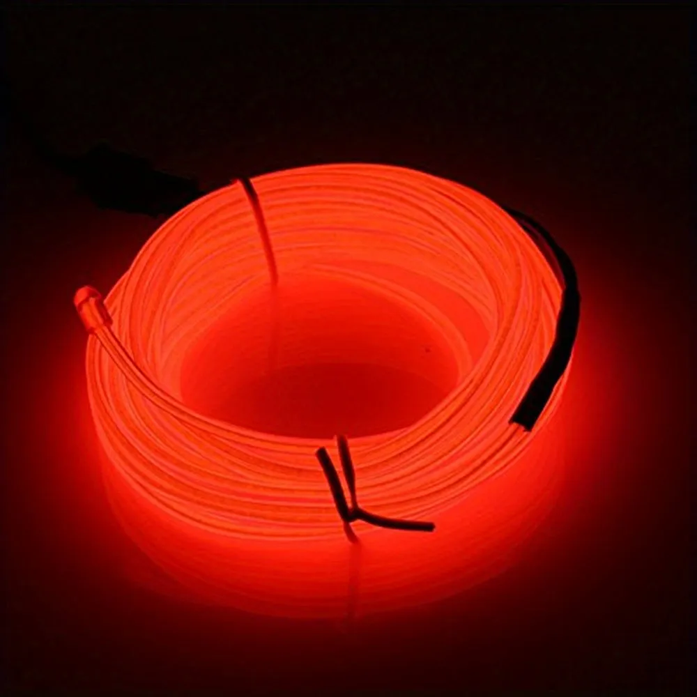 1set 196.85inch/16.4ft Bright Neon Light Strip, EL Wire Battery Pack, 360° Illumination Neon Tube Rope Lights, For DIY, Festival, Halloween, Chrismas, Party Decoration