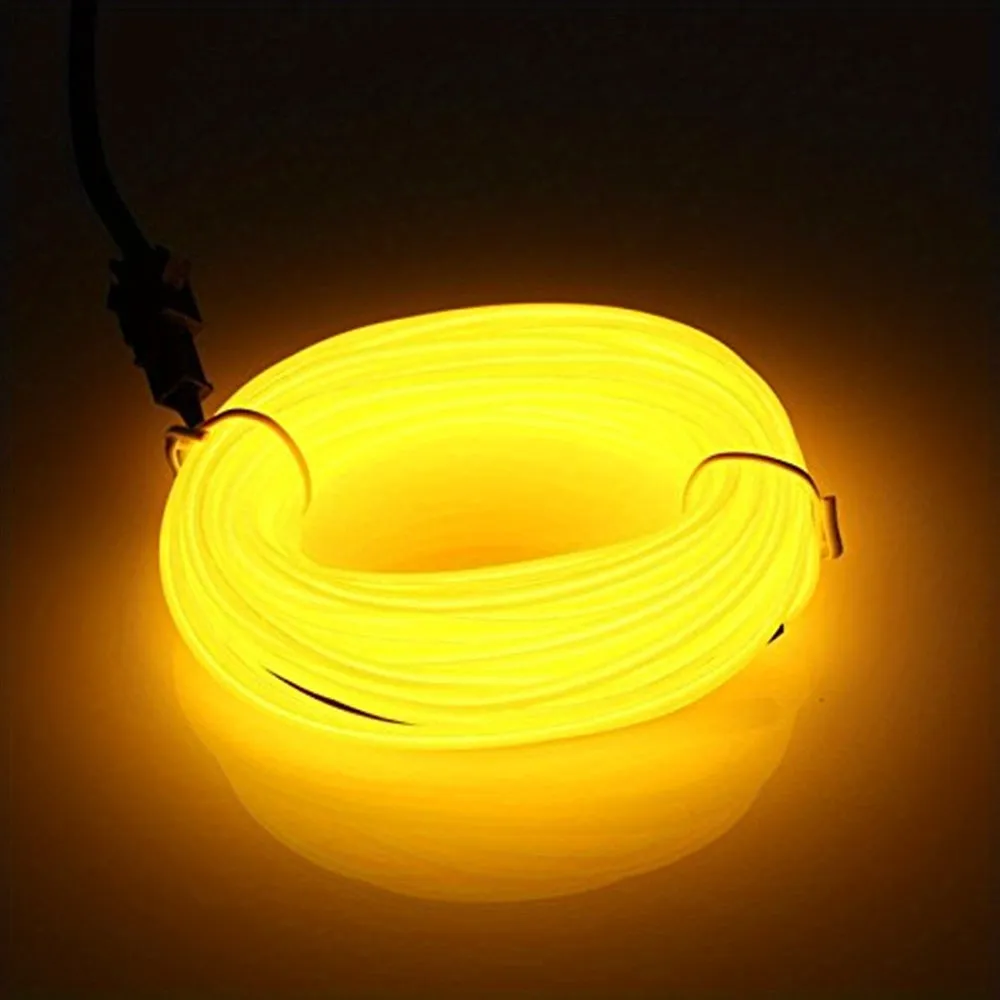 1set 196.85inch/16.4ft Bright Neon Light Strip, EL Wire Battery Pack, 360° Illumination Neon Tube Rope Lights, For DIY, Festival, Halloween, Chrismas, Party Decoration