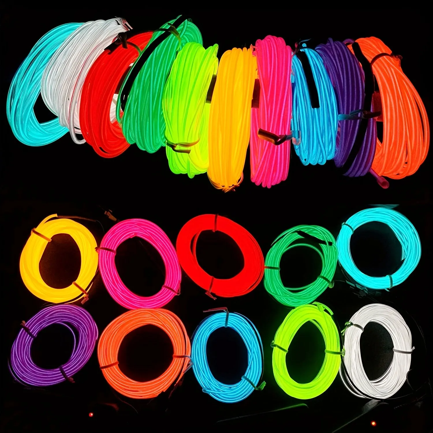 1set 196.85inch/16.4ft Bright Neon Light Strip, EL Wire Battery Pack, 360° Illumination Neon Tube Rope Lights, For DIY, Festival, Halloween, Chrismas, Party Decoration