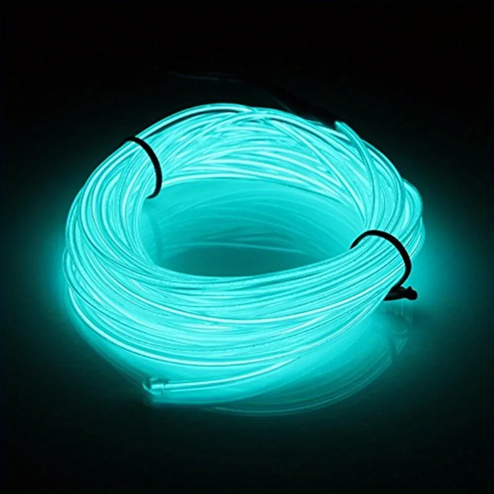 1set 196.85inch/16.4ft Bright Neon Light Strip, EL Wire Battery Pack, 360° Illumination Neon Tube Rope Lights, For DIY, Festival, Halloween, Chrismas, Party Decoration