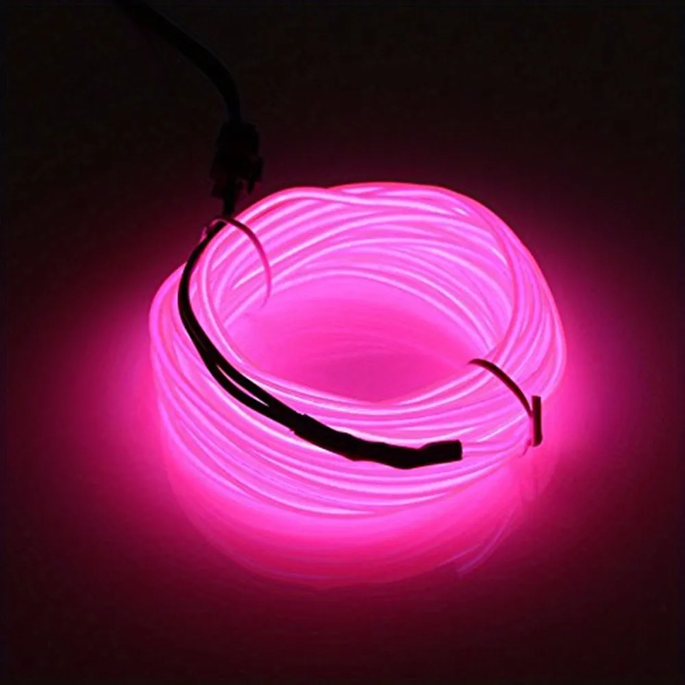 1set 196.85inch/16.4ft Bright Neon Light Strip, EL Wire Battery Pack, 360° Illumination Neon Tube Rope Lights, For DIY, Festival, Halloween, Chrismas, Party Decoration