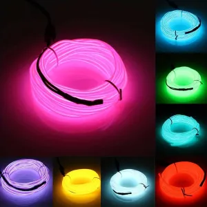 1set 196.85inch/16.4ft Bright Neon Light Strip, EL Wire Battery Pack, 360° Illumination Neon Tube Rope Lights, For DIY, Festival, Halloween, Chrismas, Party Decoration