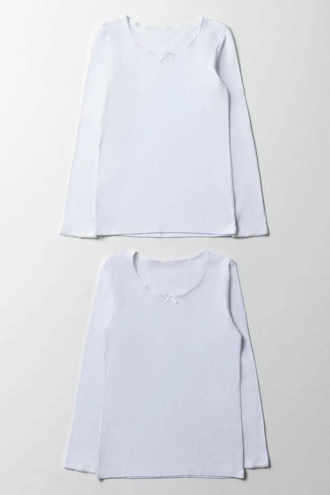 2 Pack Long Sleeve Vests White