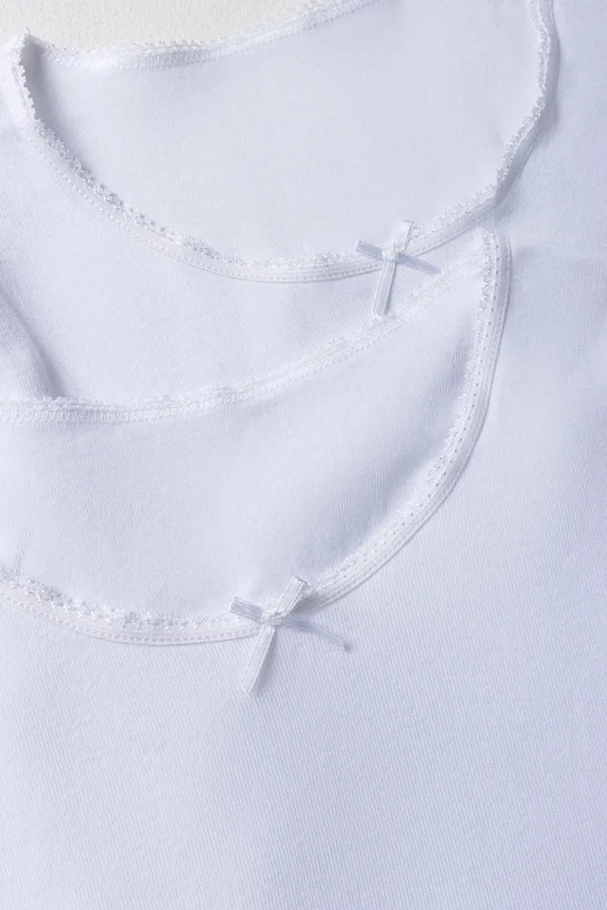 2 Pack Long Sleeve Vests White