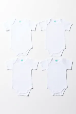 4 Pack Short Sleeve Bodyvests White