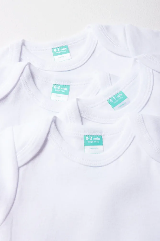 4 Pack Short Sleeve Bodyvests White