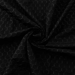 4-Way Stretch Fabric, Raised Honeycomb Print, Black