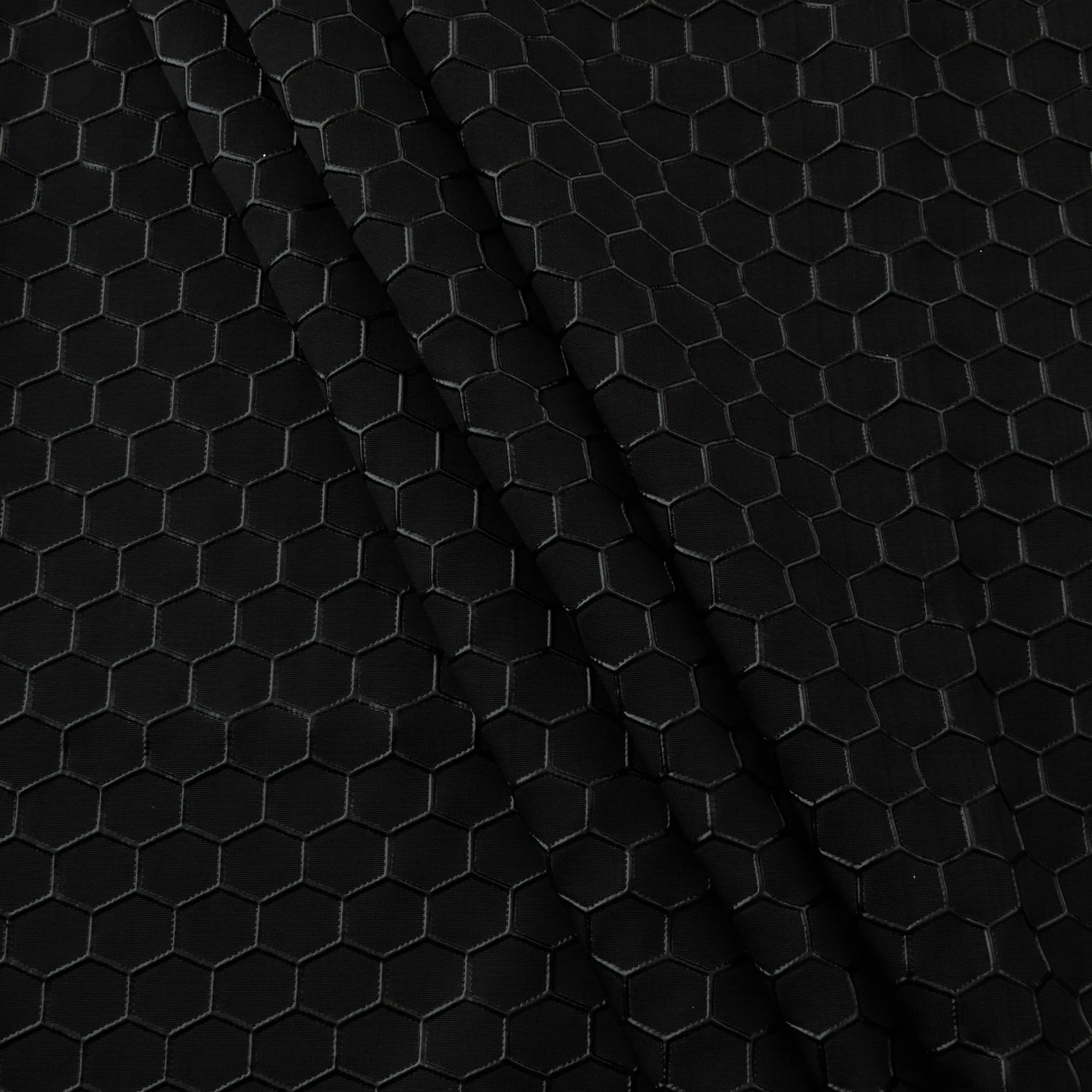 4-Way Stretch Fabric, Raised Honeycomb Print, Black