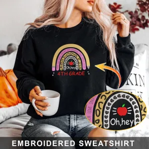 4st Grade Back To School Embroidered Hoodie, Sweatshirt