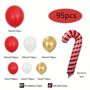 95pcs Christmas Balloon Garland Arch Kit - Balloons for Holiday Party Decor, Indoor Celebration, Classroom, Office, Festival Supplies - Scene Stealing, Easy to Assemble, Reusable, and Inflatable Decorations