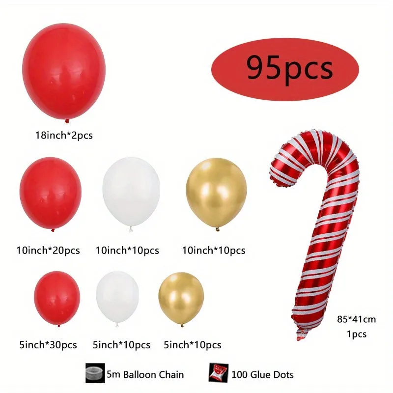 95pcs Christmas Balloon Garland Arch Kit - Balloons for Holiday Party Decor, Indoor Celebration, Classroom, Office, Festival Supplies - Scene Stealing, Easy to Assemble, Reusable, and Inflatable Decorations