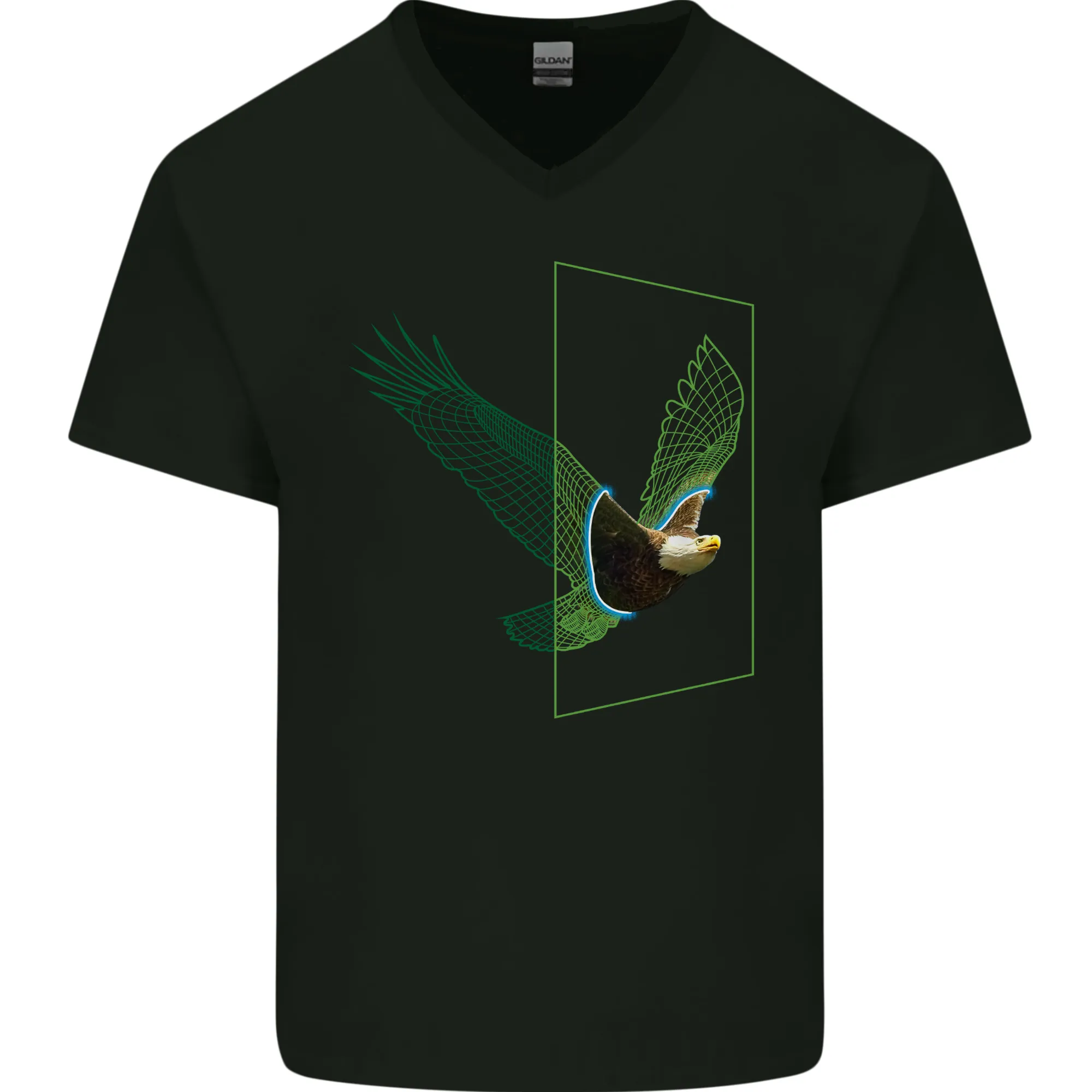 A SCI-FI American Eagle Mens V-Neck Cotton T-Shirt