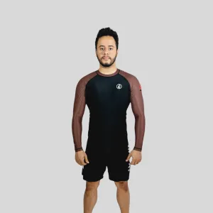 ADULT RASH GUARD F/S PRO RANKED BLK & BROWN