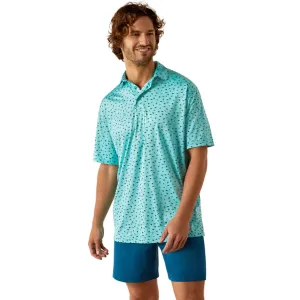 Ariat Men's Charger 2.0 Print Short Sleeve Polo Aqua 10054867