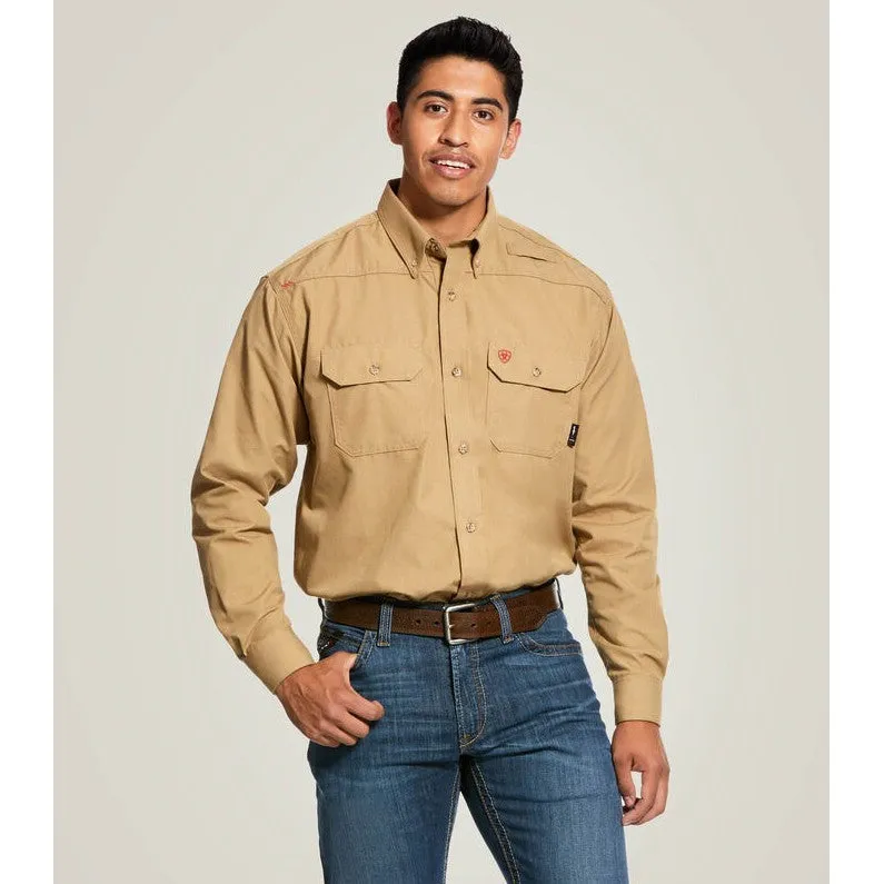 Ariat Men's Featherlight Flame Resistant Work Shirt - Khaki - 10031015