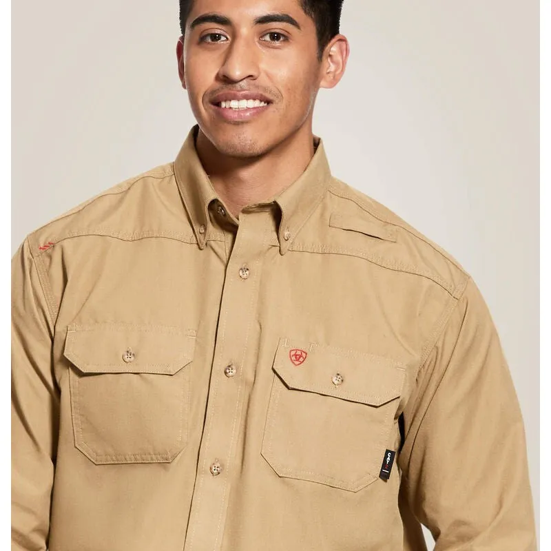 Ariat Men's Featherlight Flame Resistant Work Shirt - Khaki - 10031015