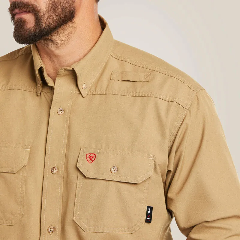 Ariat Men's FR Featherlight Long Sleeve Work Shirt Khaki 10031015