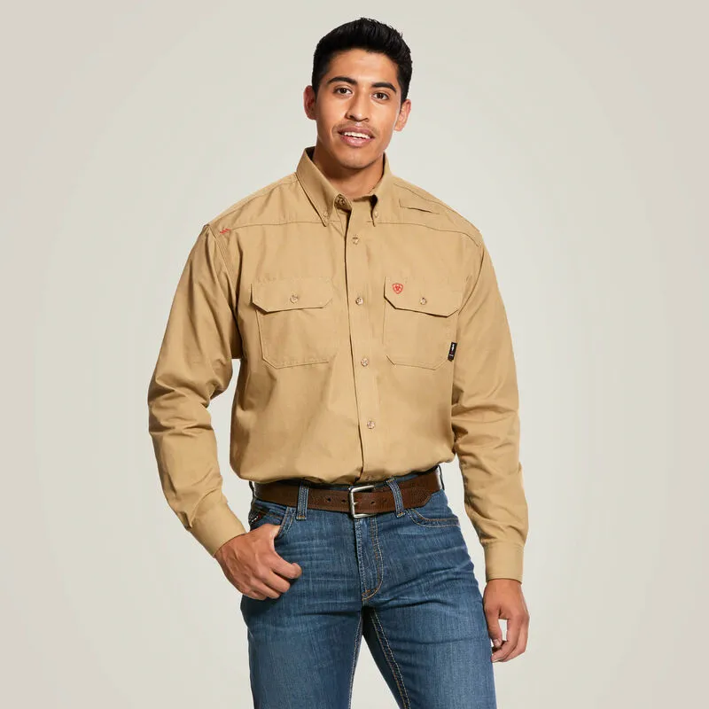 Ariat Men's FR Featherlight Long Sleeve Work Shirt Khaki 10031015