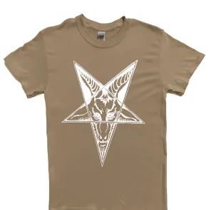 Baphomet Goat Head Safari Brown T shirt