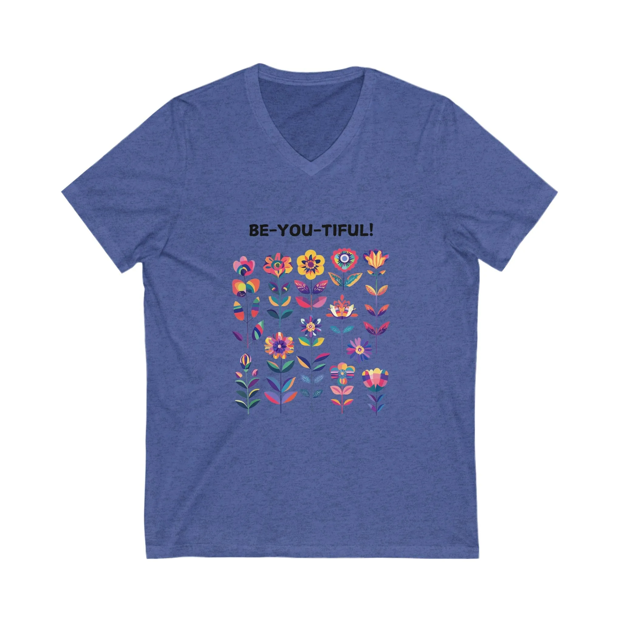 Be-You-Tiful Floral V-Neck | Inspirational Kawaii T-Shirt | Positive Message Tee