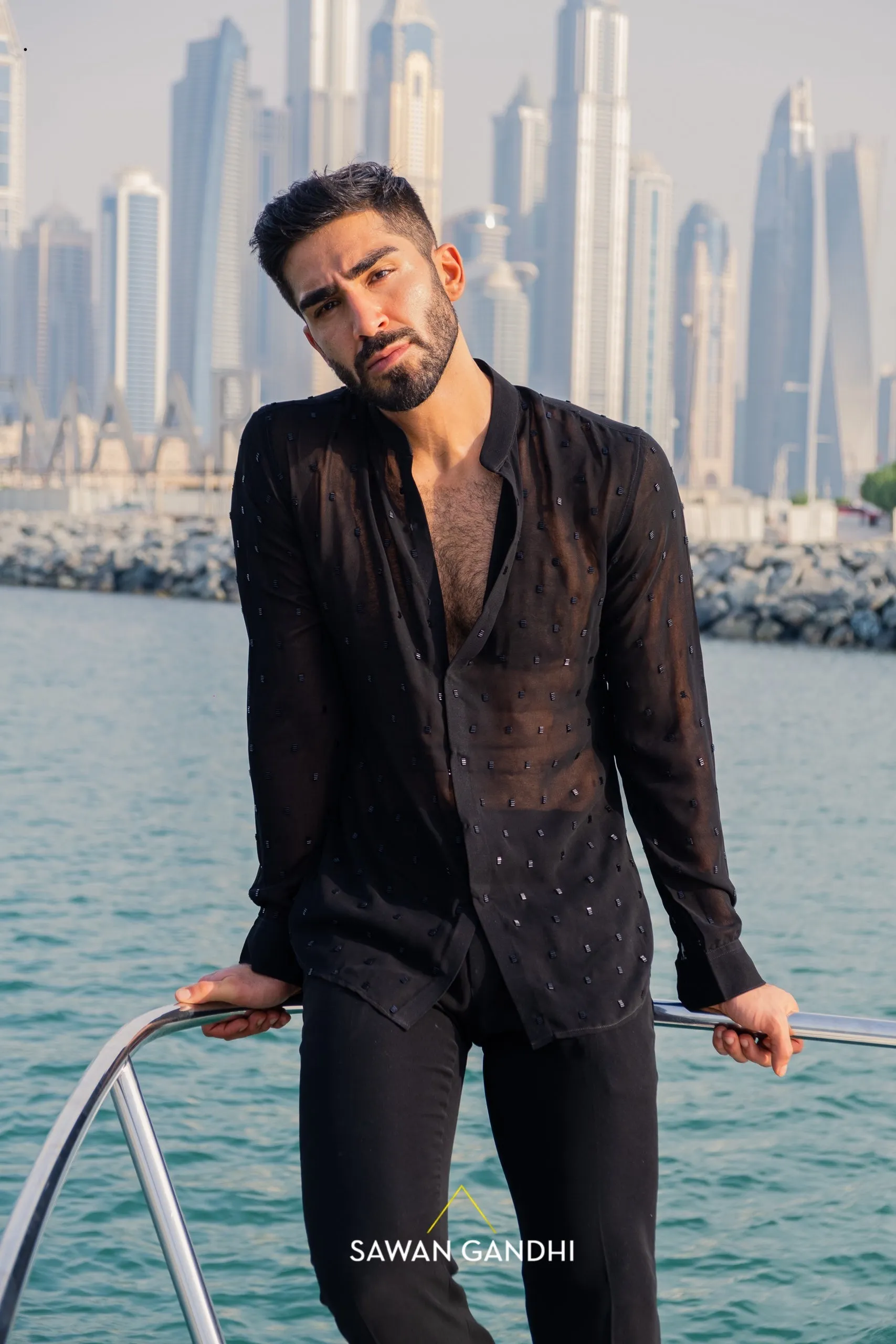 Black Cutdana shirt