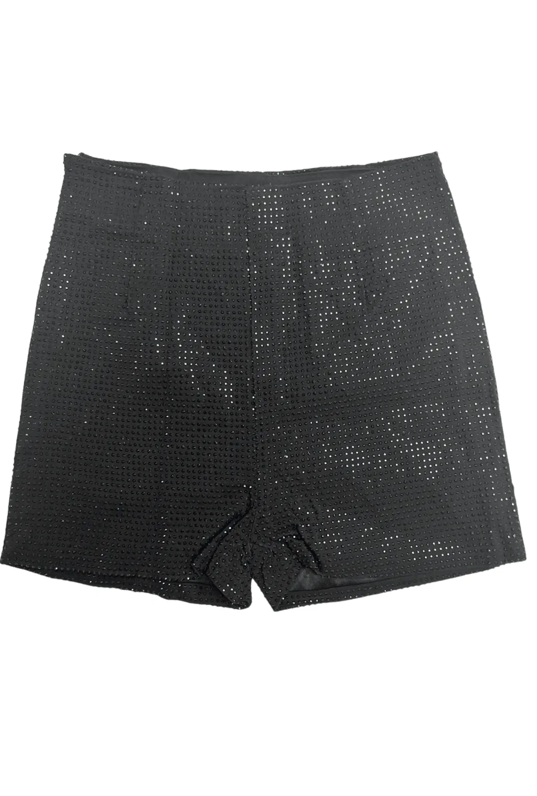Black on Black High Waist Rhinestone Booty Shorts