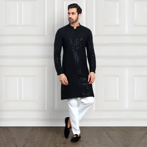Black Sequined Pant Kurta Set