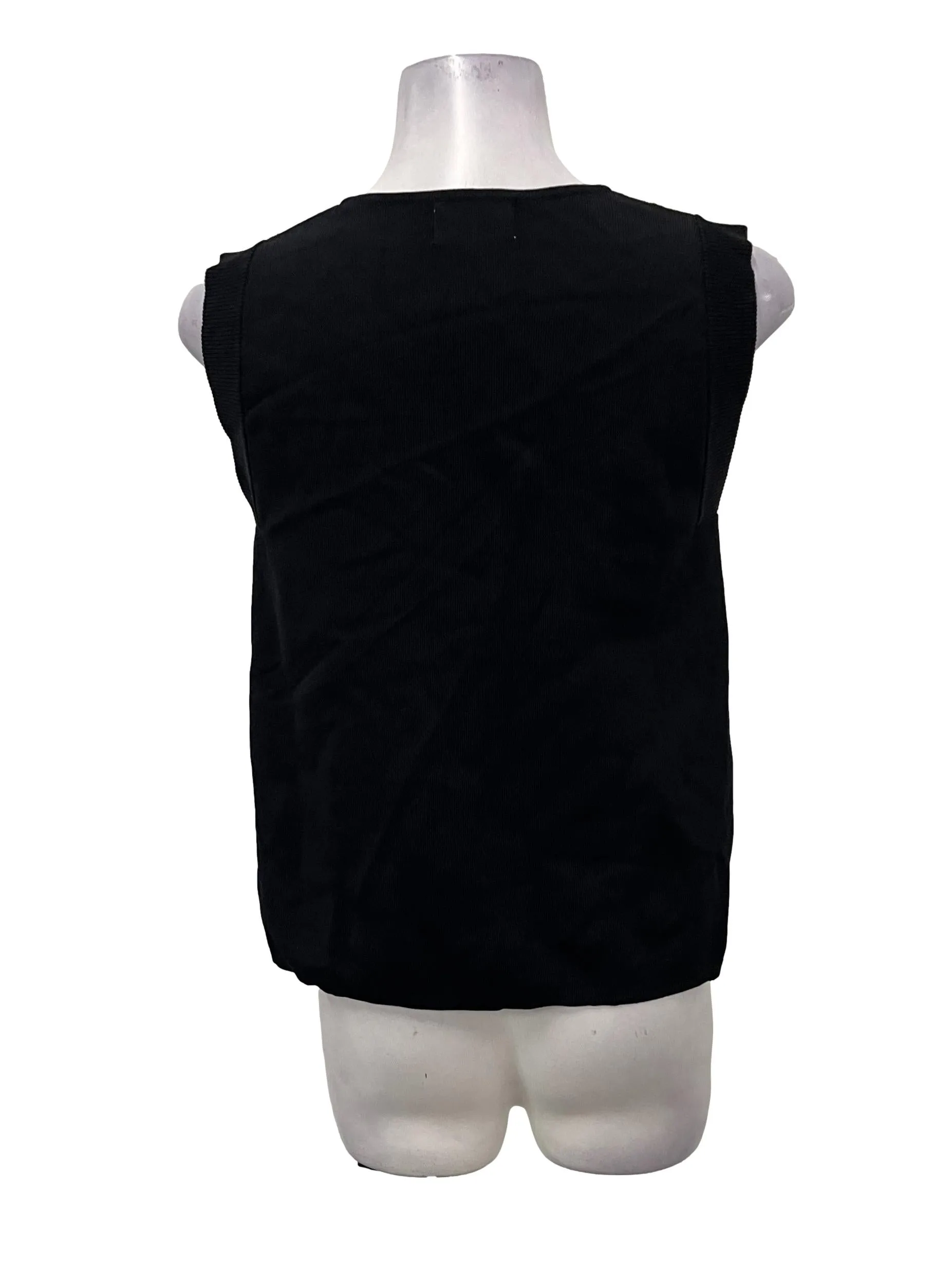 Black V-Neck Knit Vest OSN