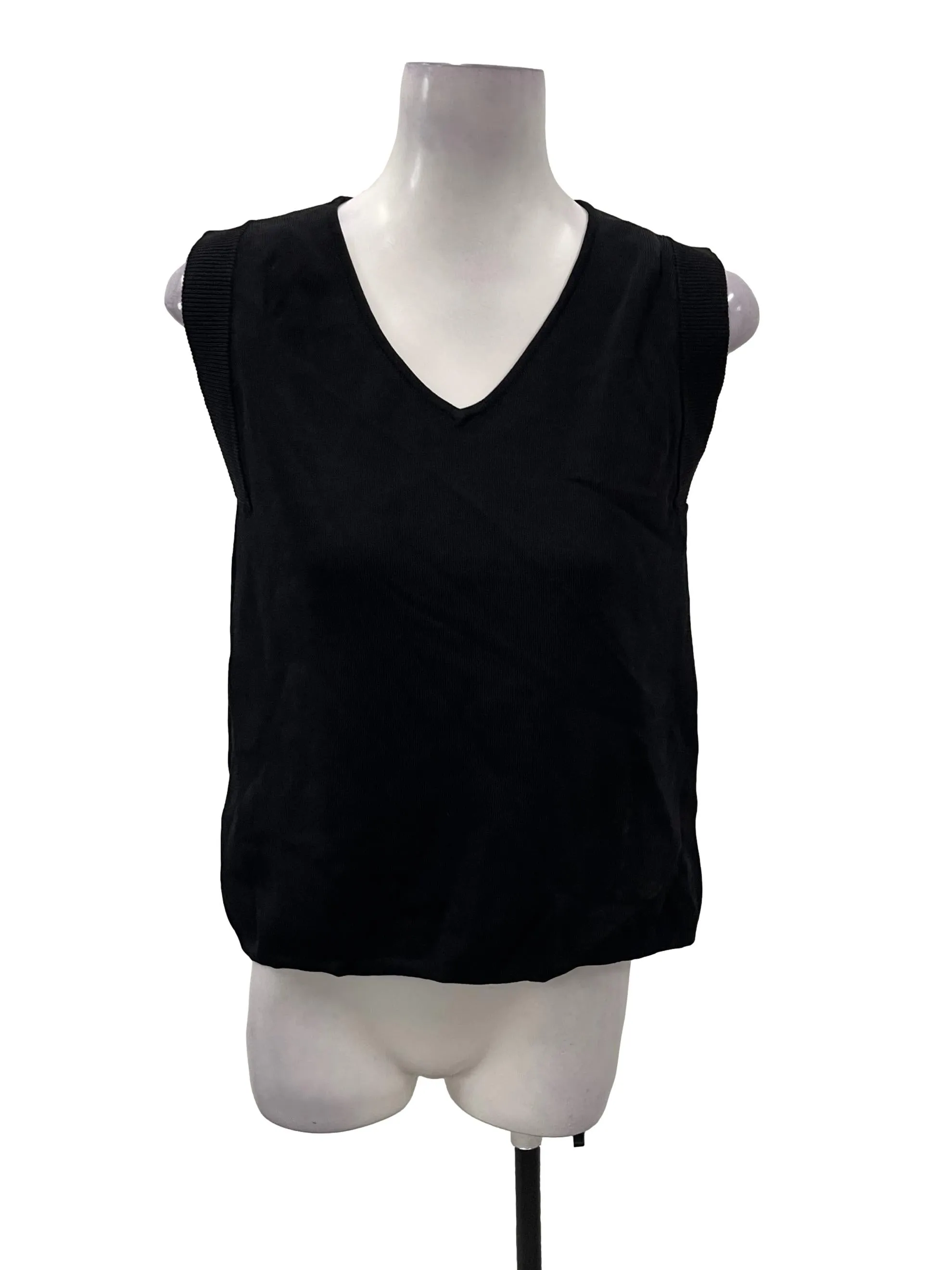 Black V-Neck Knit Vest OSN