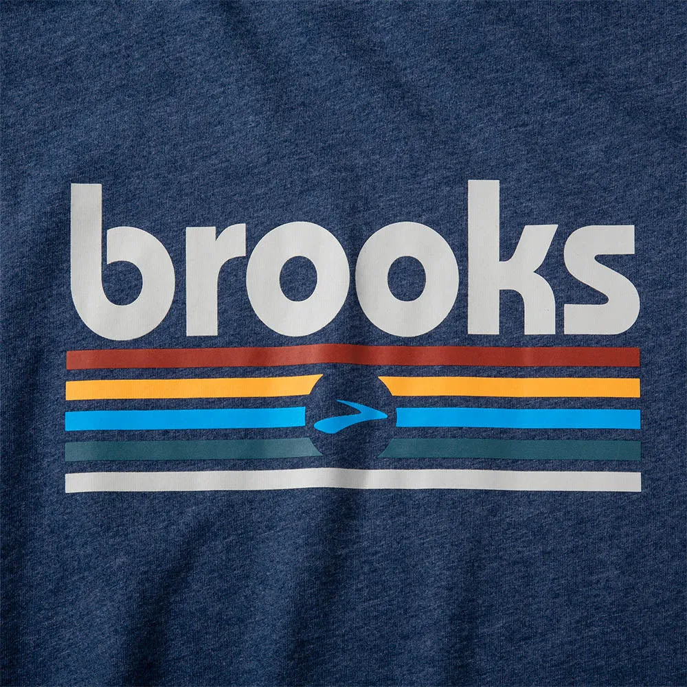 Brooks | Distance Short Sleeve 2.0 | Men's | Heather Navy/Brooks Track Stripe