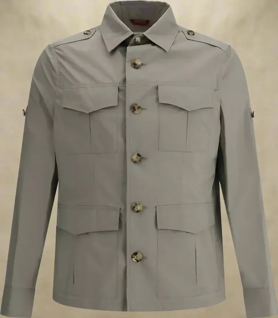 Brunello Cucinelli men's grey Waterproof button up Jacket
