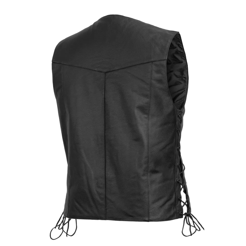 Carbine Men's Western Style Leather Motorcycle Vest - Extreme Biker Leather