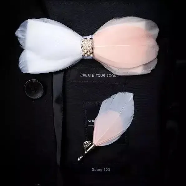 CAV-Feather Bow Tie Set w/ Pin
