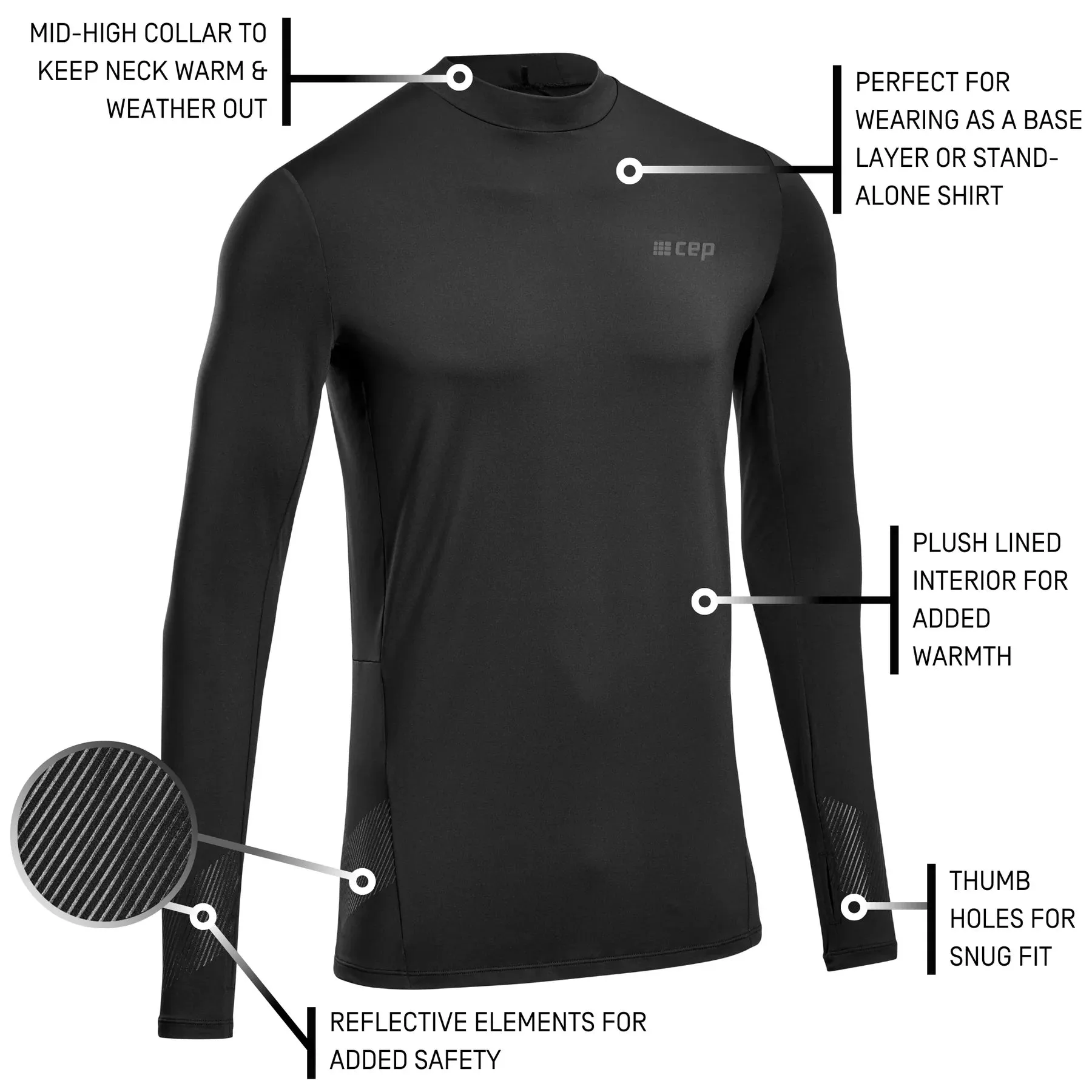 CEP | Cold Weather Long Sleeve Shirt, v2 | Men's | Black