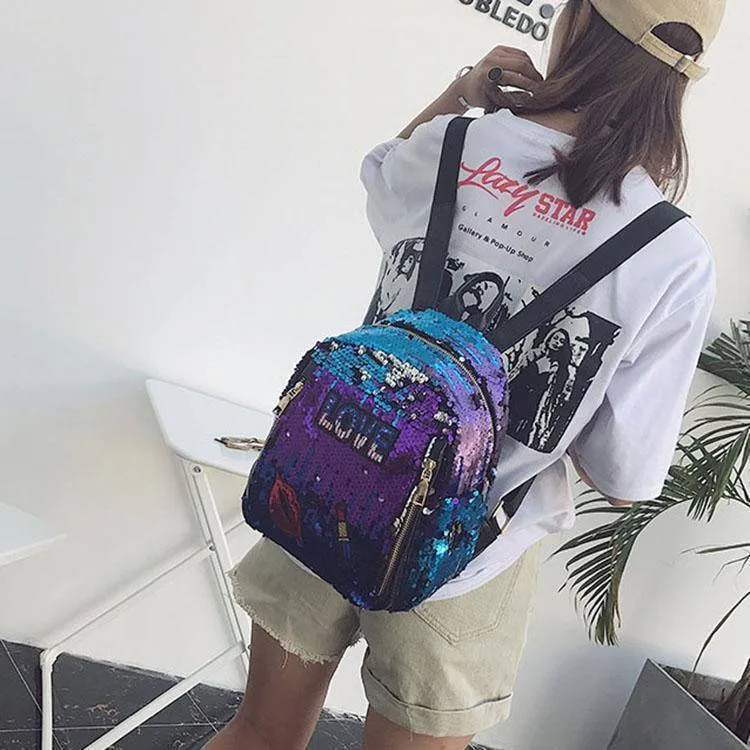 Charming  Festivals Color Changing Shinning Sequined Women Backpack