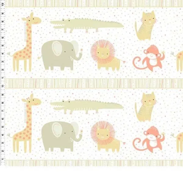 Clothworks - Safari Sweet 2 - Border Print - Khaki