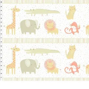 Clothworks - Safari Sweet 2 - Border Print - Khaki