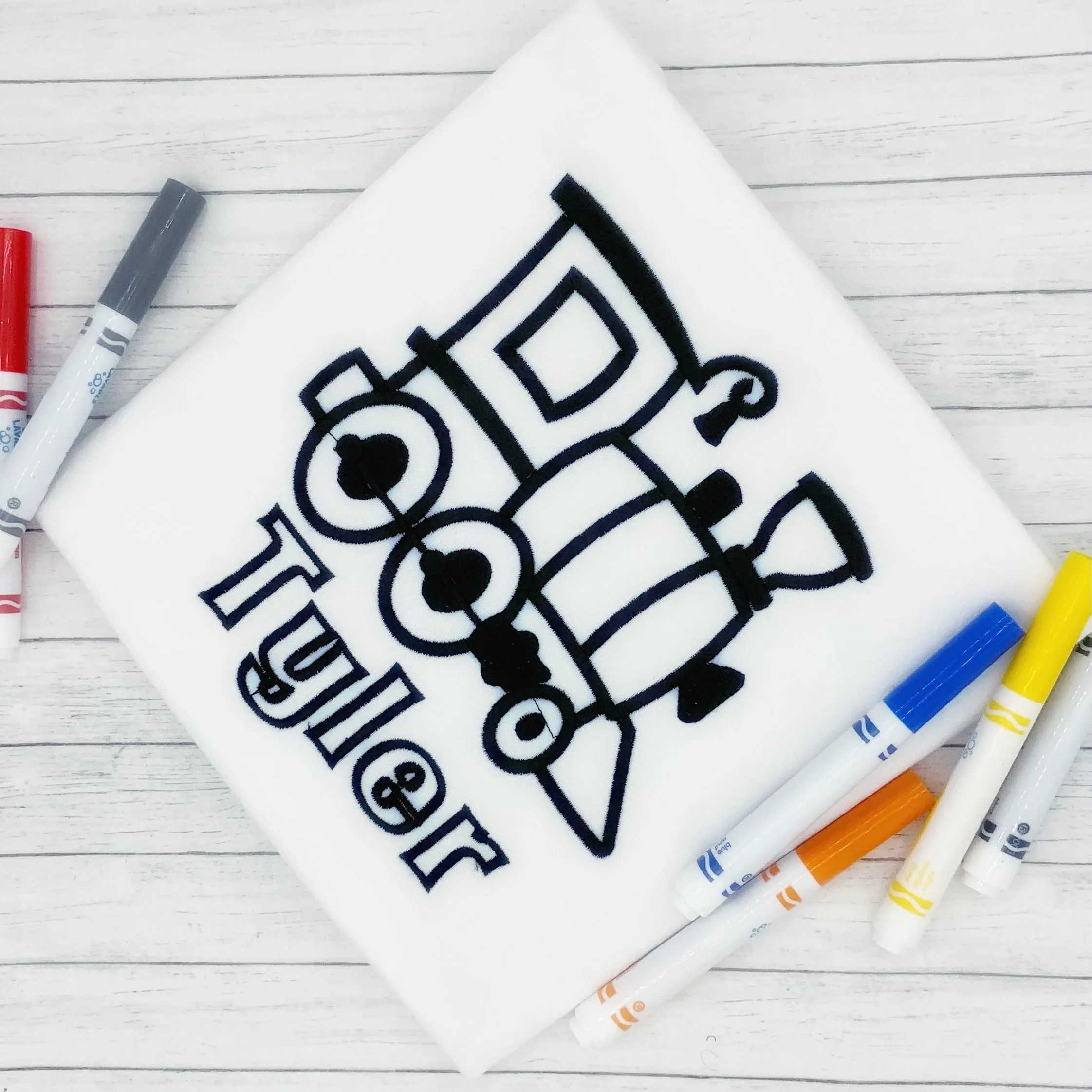 Color Me Embroidery - Train - Washable Markers Included