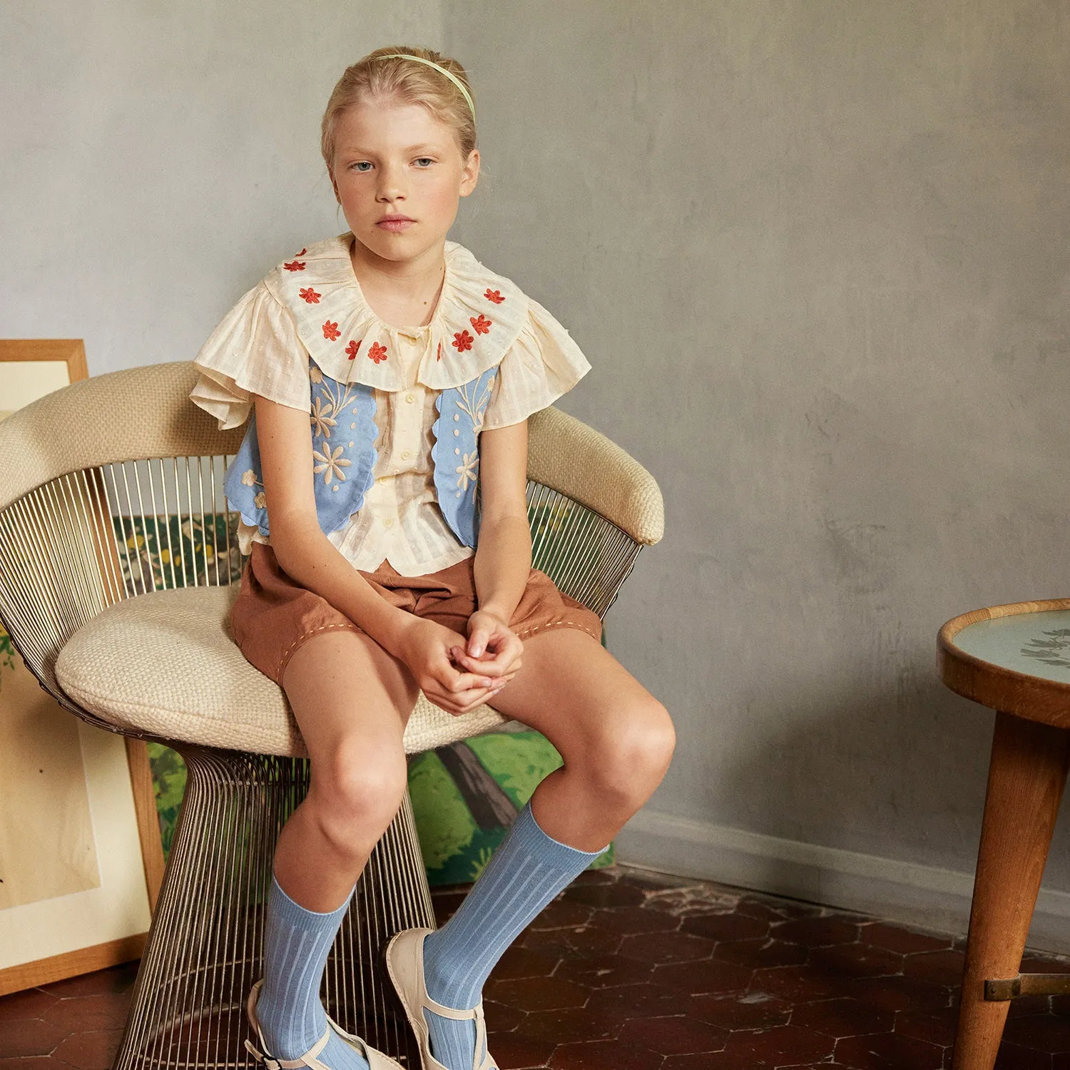 Cotton Bonnie Gilet - Cornflower