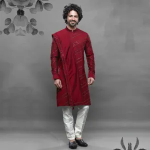 Crimson Ember Deep Red Kurta