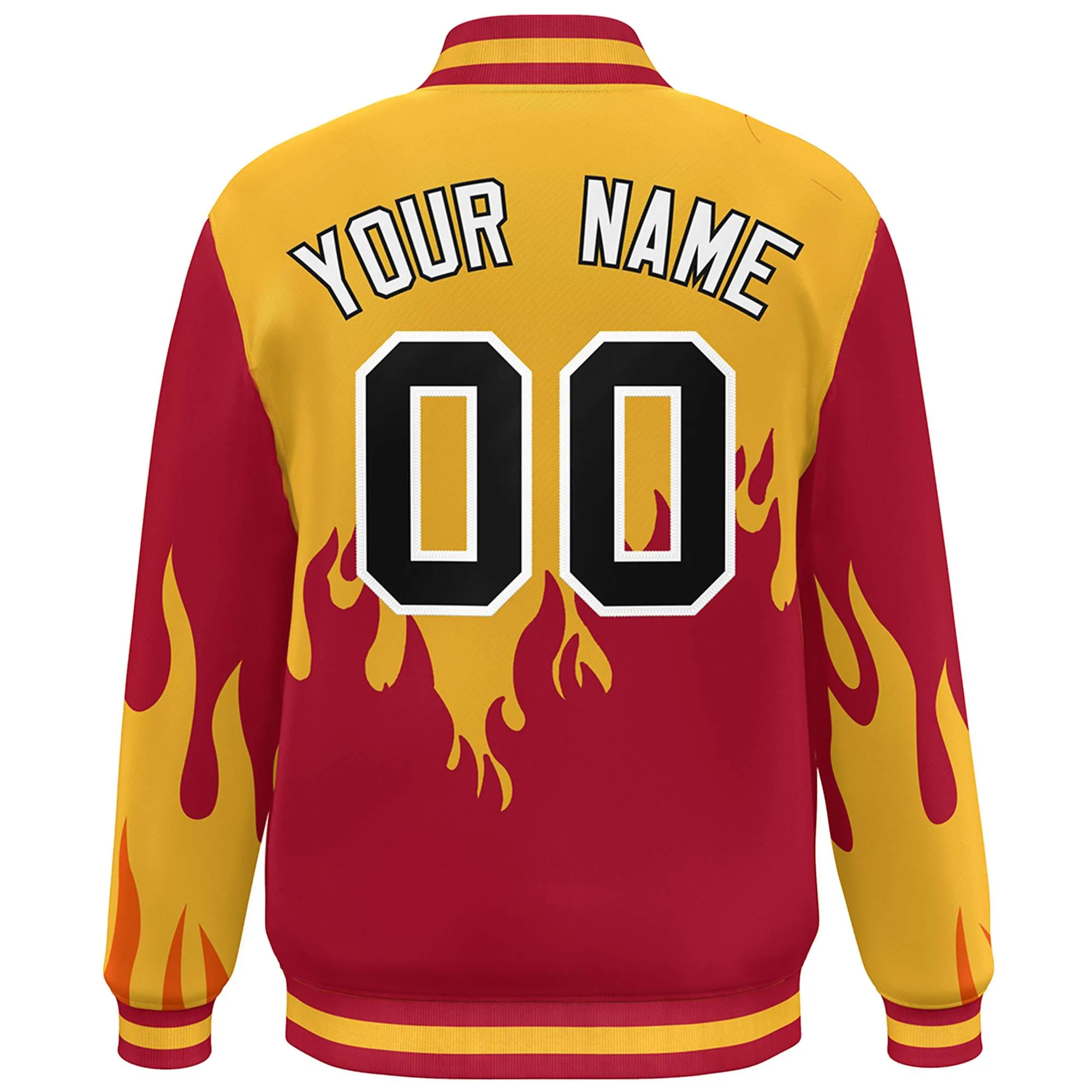 Custom Graffiti Pattern Flame Personalized Stitched Name Number Bomber Jackets Men's Varsity Full-Snap Jacket