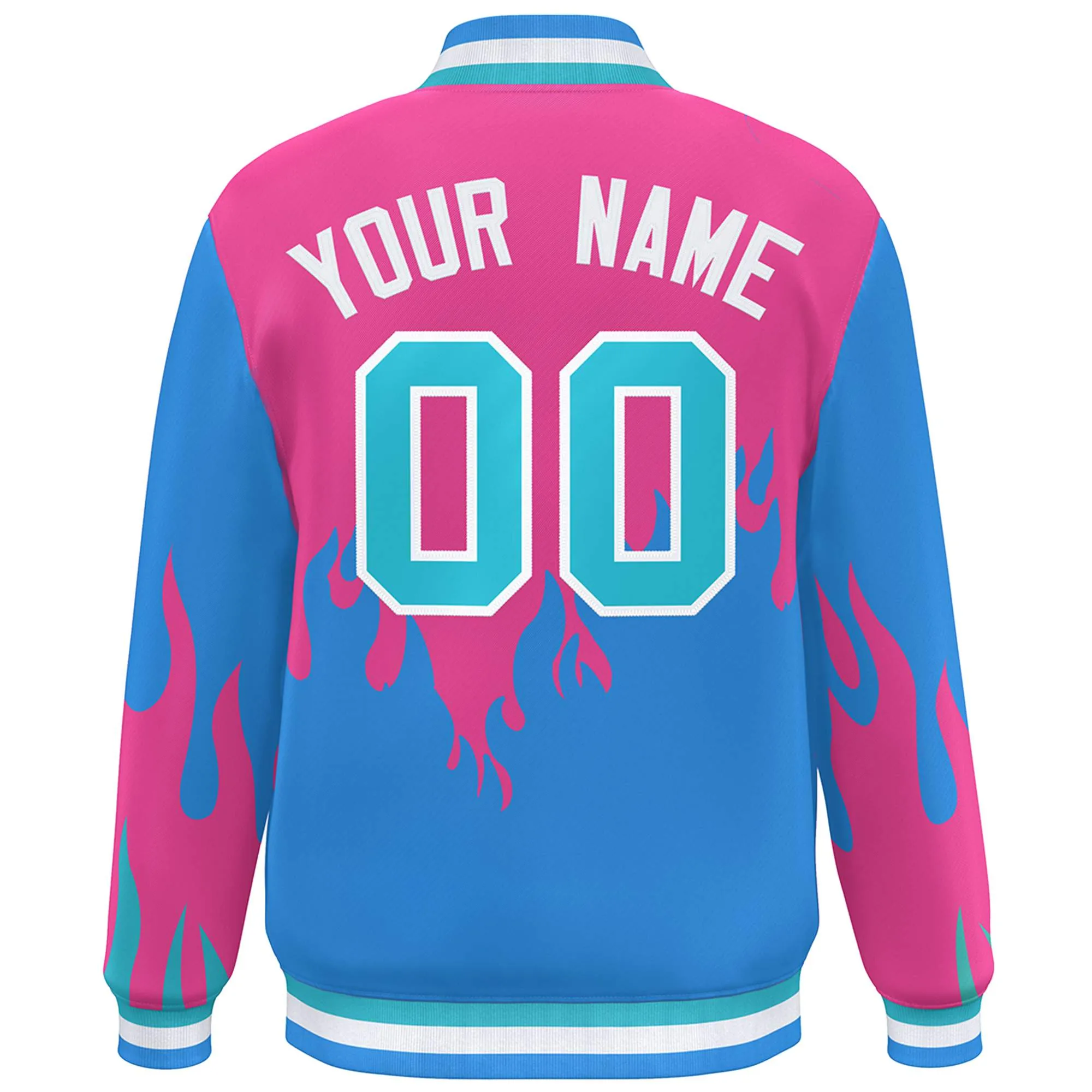 Custom Graffiti Pattern Flame Personalized Stitched Name Number Bomber Jackets Men's Varsity Full-Snap Jacket